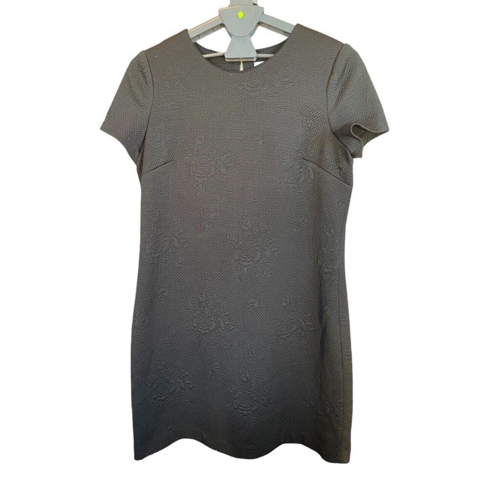 Calvin Klein Black Gothic Rose Printed Midi Dress Sz 12